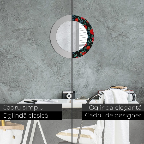 Červené mak Okrúhle dekoračné zrkadlo