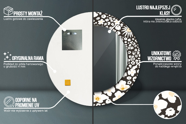 Slonovina Stokrota Okrúhle dekoračné zrkadlo