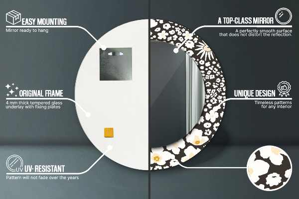 Slonovina Stokrota Okrúhle dekoračné zrkadlo