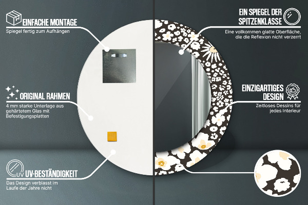 Slonovina Stokrota Okrúhle dekoračné zrkadlo