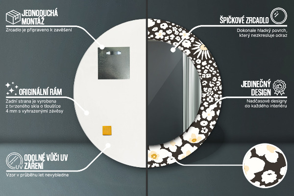 Slonovina Stokrota Okrúhle dekoračné zrkadlo