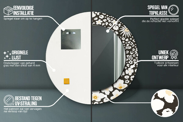 Slonovina Stokrota Okrúhle dekoračné zrkadlo