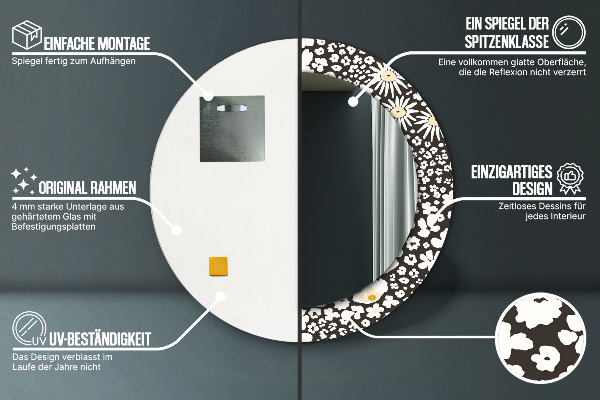 Slonovina Stokrota Okrúhle dekoračné zrkadlo