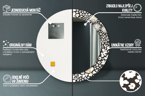 Slonovina Stokrota Okrúhle dekoračné zrkadlo