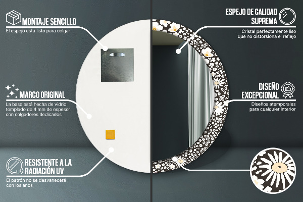 Slonovina Stokrota Okrúhle dekoračné zrkadlo