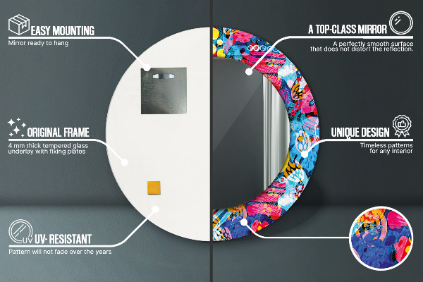 Farebné čmáranice Okrúhle dekoračné zrkadlo