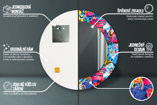 Farebné čmáranice Okrúhle dekoračné zrkadlo