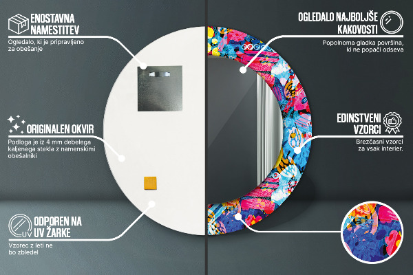 Farebné čmáranice Okrúhle dekoračné zrkadlo