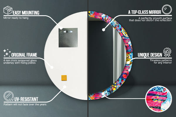 Farebné čmáranice Okrúhle dekoračné zrkadlo