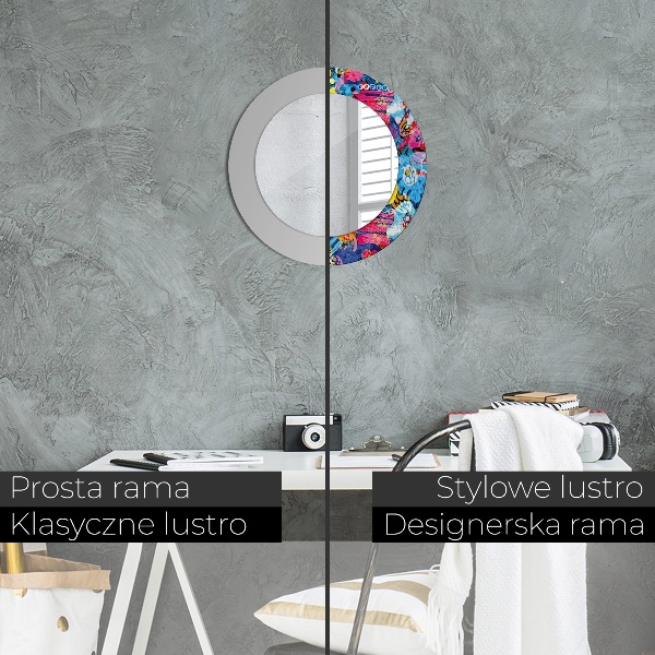 Farebné čmáranice Okrúhle dekoračné zrkadlo