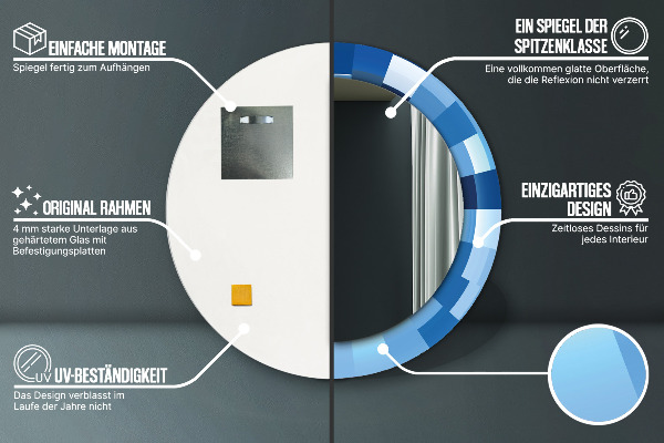 Modrý abstrakt Okrúhle dekoračné zrkadlo