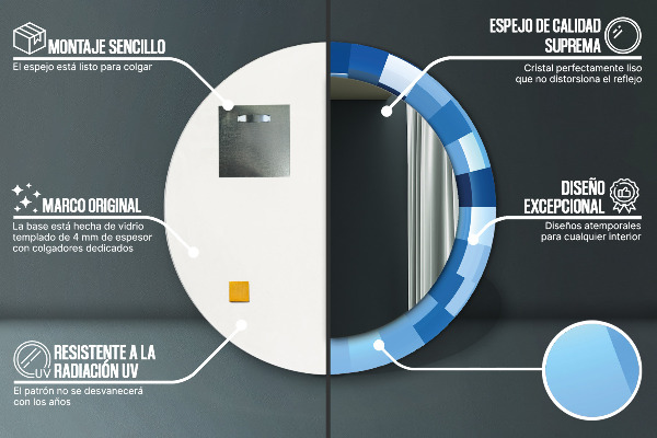 Modrý abstrakt Okrúhle dekoračné zrkadlo