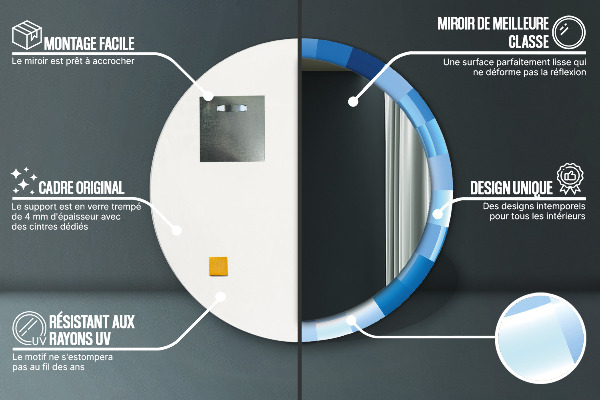 Modrý abstrakt Okrúhle dekoračné zrkadlo