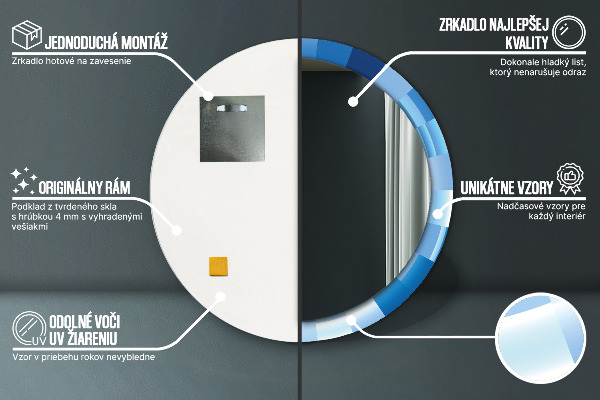 Modrý abstrakt Okrúhle dekoračné zrkadlo