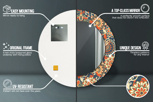 Ilustrácia kvetového roka Okrúhle dekoračné zrkadlo na stenu