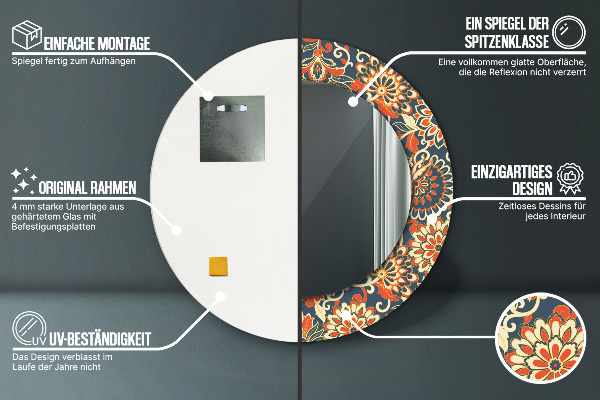 Ilustrácia kvetového roka Okrúhle dekoračné zrkadlo na stenu