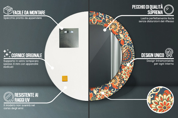 Ilustrácia kvetového roka Okrúhle dekoračné zrkadlo na stenu