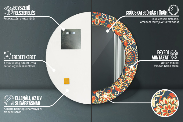 Ilustrácia kvetového roka Okrúhle dekoračné zrkadlo na stenu