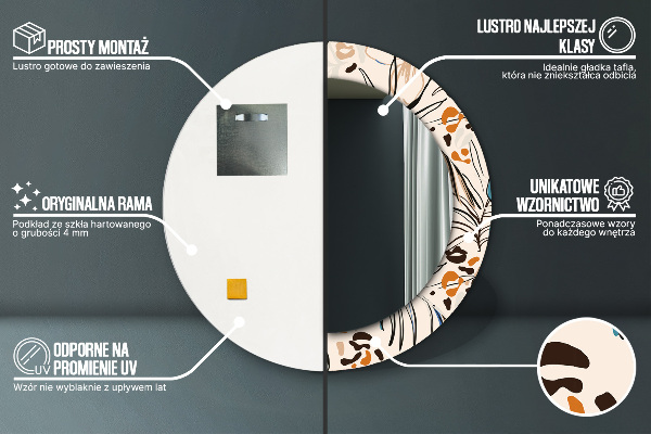 Kvety so vzorom džungle Okrúhle dekoračné zrkadlo