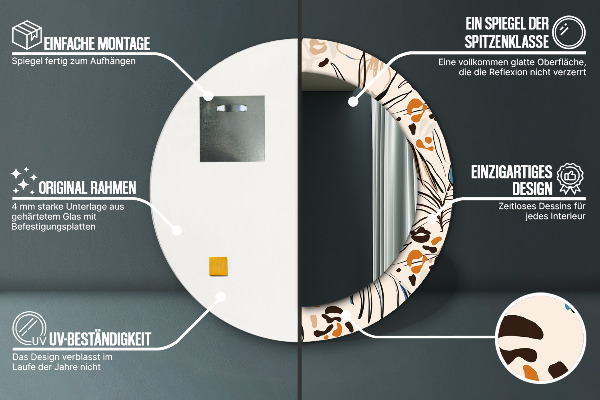 Kvety so vzorom džungle Okrúhle dekoračné zrkadlo