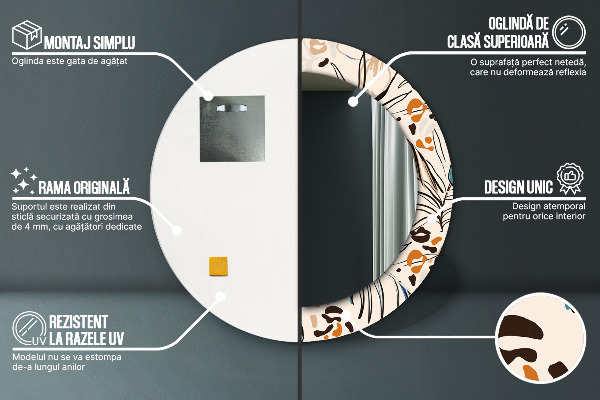 Kvety so vzorom džungle Okrúhle dekoračné zrkadlo