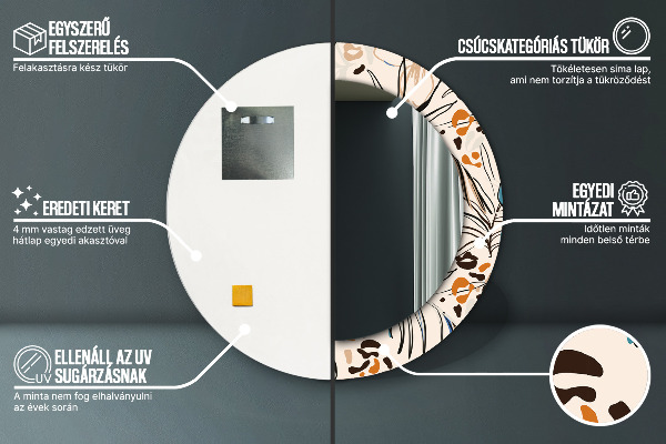 Kvety so vzorom džungle Okrúhle dekoračné zrkadlo