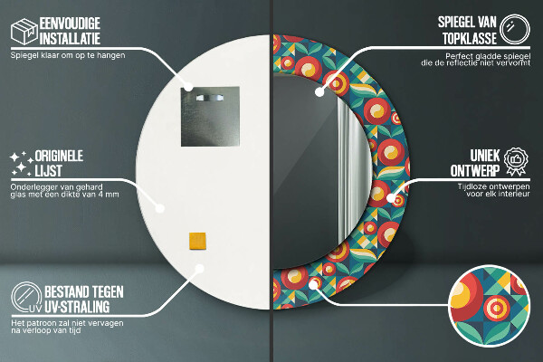 Geometrické ovocie a listy Okrúhle dekoračné zrkadlo