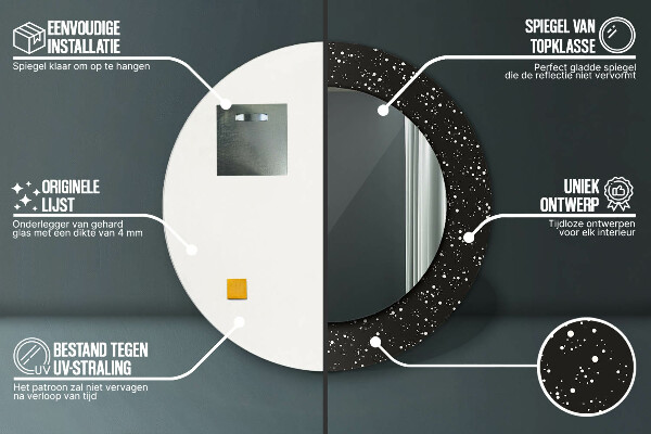 Chaotické bodky Okrúhle dekoračné zrkadlo na stenu