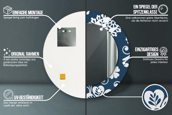 Zloženie Paisley Okrúhle dekoračné zrkadlo na stenu