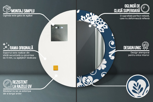 Zloženie Paisley Okrúhle dekoračné zrkadlo na stenu