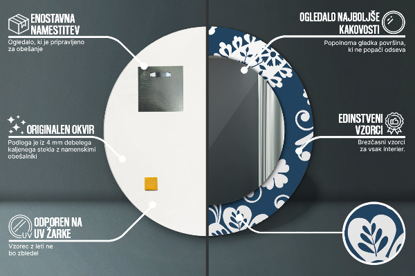 Zloženie Paisley Okrúhle dekoračné zrkadlo na stenu