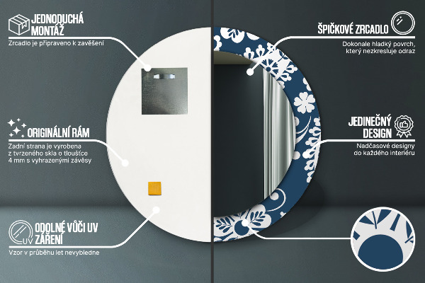 Zloženie Paisley Okrúhle dekoračné zrkadlo na stenu