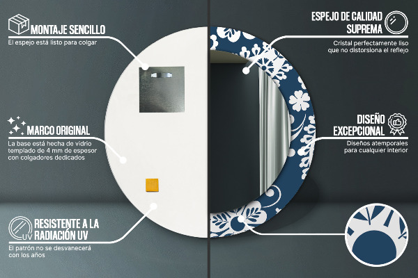 Zloženie Paisley Okrúhle dekoračné zrkadlo na stenu