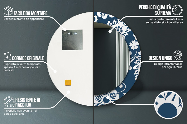 Zloženie Paisley Okrúhle dekoračné zrkadlo na stenu