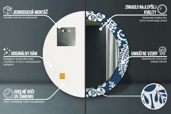 Zloženie Paisley Okrúhle dekoračné zrkadlo na stenu