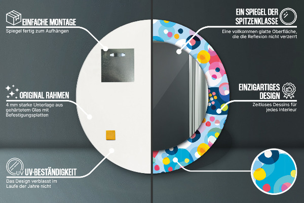 Farebné tŕne Okrúhle dekoračné zrkadlo na stenu