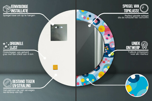 Farebné tŕne Okrúhle dekoračné zrkadlo na stenu