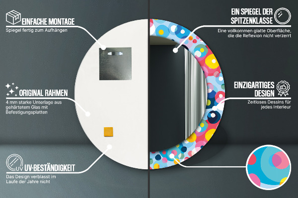 Farebné tŕne Okrúhle dekoračné zrkadlo na stenu