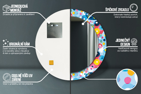 Farebné tŕne Okrúhle dekoračné zrkadlo na stenu