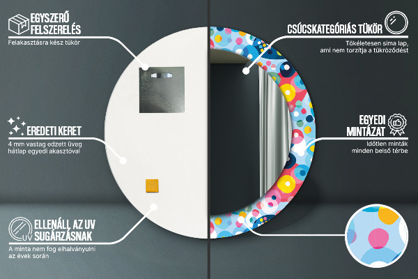 Farebné tŕne Okrúhle dekoračné zrkadlo na stenu