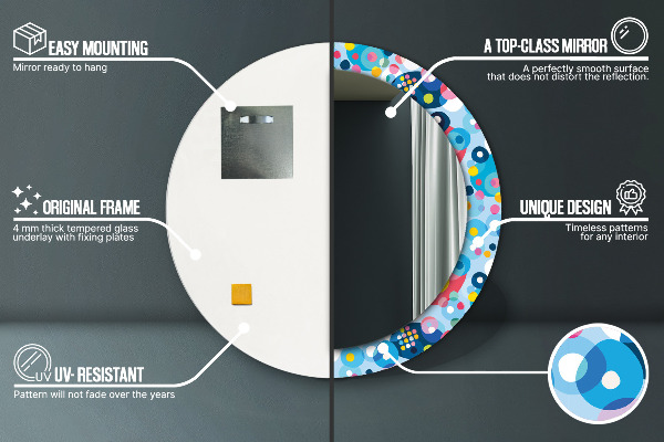 Farebné tŕne Okrúhle dekoračné zrkadlo na stenu