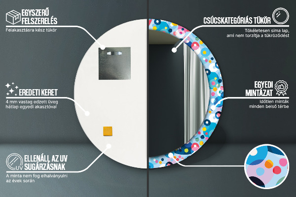 Farebné tŕne Okrúhle dekoračné zrkadlo na stenu