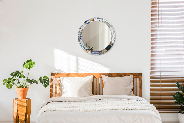 Abstraktné okno z farebného skla Okrúhle dekoračné zrkadlo na stenu