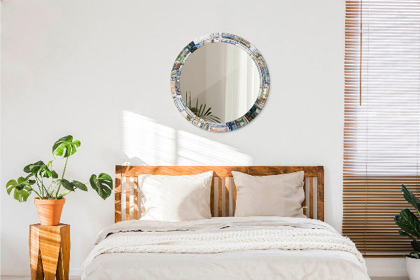 Abstraktné okno z farebného skla Okrúhle dekoračné zrkadlo na stenu