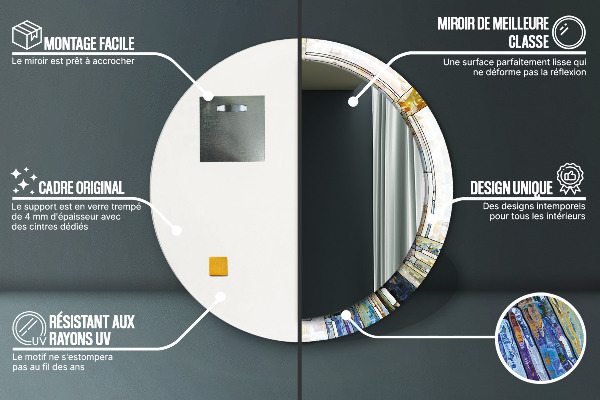 Abstraktné okno z farebného skla Okrúhle dekoračné zrkadlo na stenu