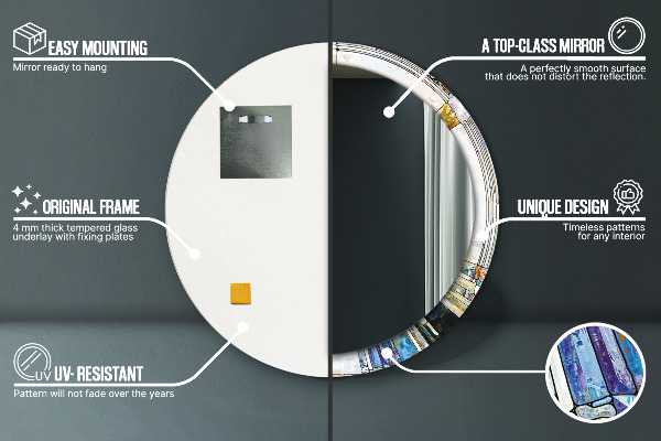 Abstraktné okno z farebného skla Okrúhle dekoračné zrkadlo na stenu