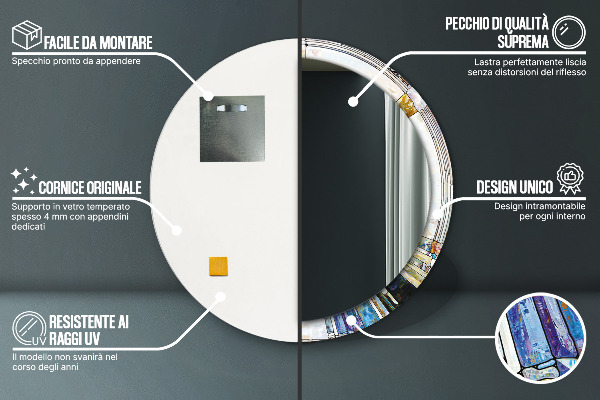 Abstraktné okno z farebného skla Okrúhle dekoračné zrkadlo na stenu