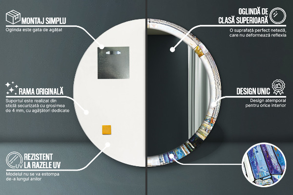 Abstraktné okno z farebného skla Okrúhle dekoračné zrkadlo na stenu