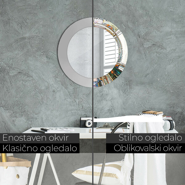 Abstraktné okno z farebného skla Okrúhle dekoračné zrkadlo na stenu