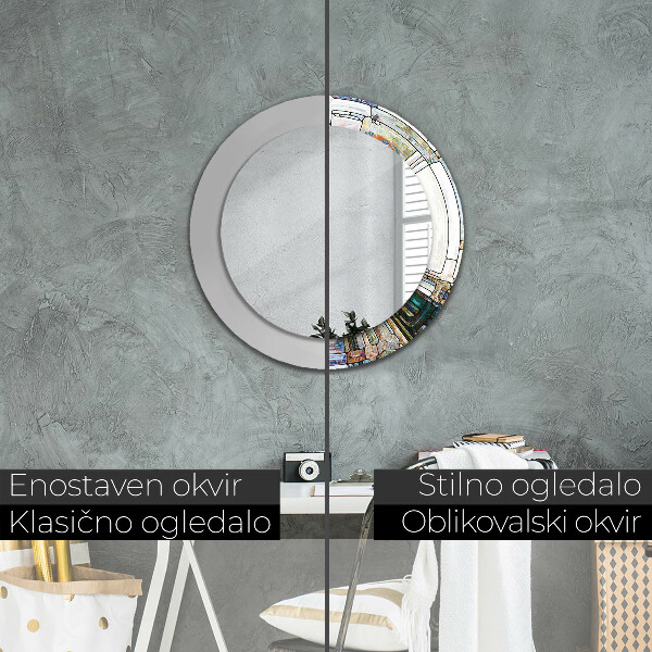 Abstraktné okno z farebného skla Okrúhle dekoračné zrkadlo na stenu